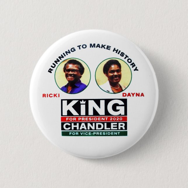 Chapa Redonda De 5 Cm Ricki King para presidente 2020 (Anverso)
