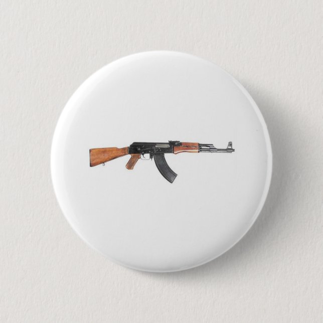 Chapa Redonda De 5 Cm Rifle de asalto de AK47 (Anverso)