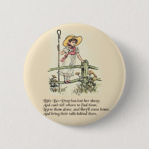 Chapa Redonda De 5 Cm Rima infantil Little Bo Peep