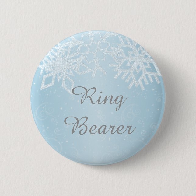 Chapa Redonda De 5 Cm Ring Bearer Winter Snowflakes (Anverso)