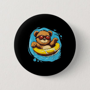 Chapa Redonda De 5 Cm Ring Swim Teddy Bear Costume Para Los Amantes De L