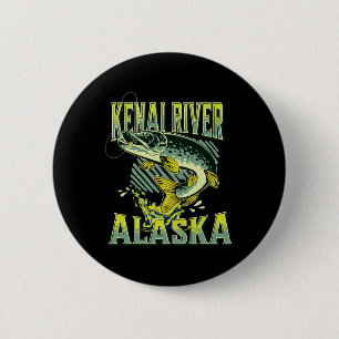 Chapa Redonda De 5 Cm Río Kenai Alaska Vacaciones de Pesca Amante de la 