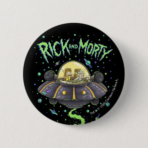 Chapa Redonda De 5 Cm RIQUEZA Y MORTY™  Gráfico ilustrado de vuelo es