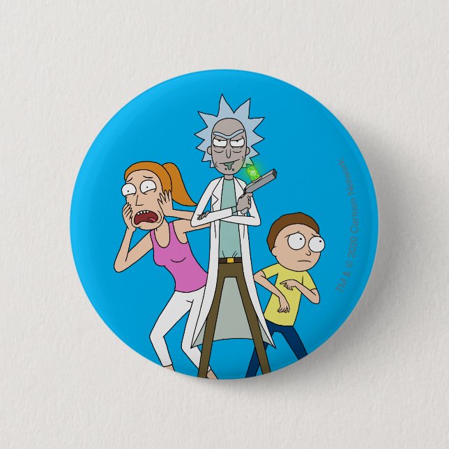 Chapa Redonda De 5 Cm RIQUEZA Y MORTY™| Rick, Morty y Summer (Anverso)
