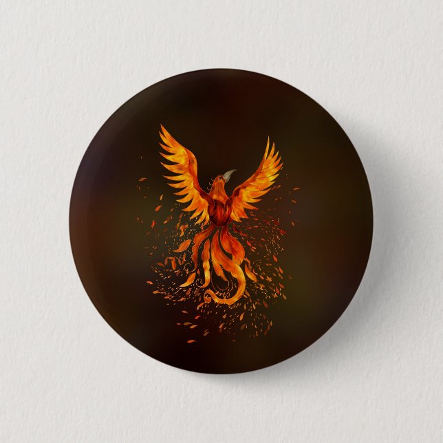 Chapa Redonda De 5 Cm Rising Phoenix Bird (Anverso)