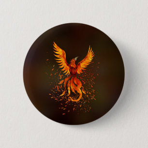 Chapa Redonda De 5 Cm Rising Phoenix Bird