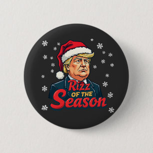 Chapa Redonda De 5 Cm Rizz de la Temporada Divertido Trump Navidad Santa