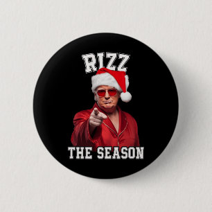 Chapa Redonda De 5 Cm Rizz La Temporada Funny Navidades de Trump Santa P