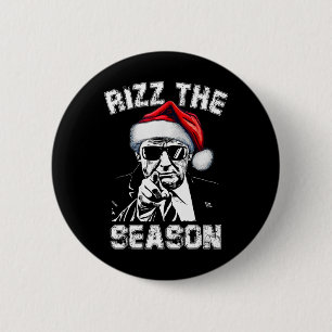 Chapa Redonda De 5 Cm Rizz La Temporada Funny Trump Feliz Navidad Santa