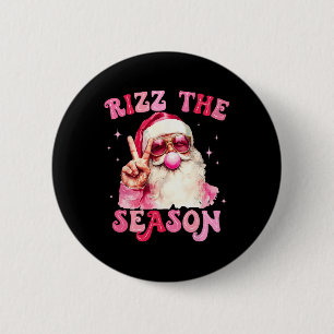 Chapa Redonda De 5 Cm Rizz La Temporada Santa Pink Bubble Gum Rizzmas Ch