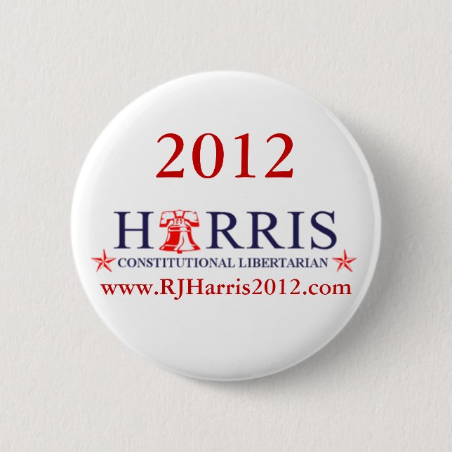 Chapa Redonda De 5 Cm RJ Harris 2012 para presidente Button (Anverso)