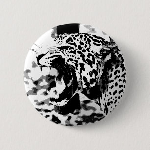 Chapa Redonda De 5 Cm Roaring Jaguar
