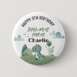 Chapa Redonda De 5 Cm Roarsome Dino Birthday 