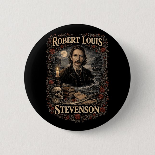 Chapa Redonda De 5 Cm Robert Louis Stevenson (Anverso)