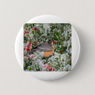 Chapa Redonda De 5 Cm Robin en Navidad