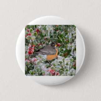 Chapa Redonda De 5 Cm Robin en Navidad
