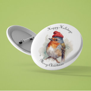Chapa Redonda De 5 Cm Robin Winter Delight, personalizado