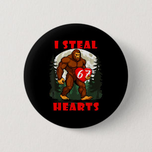 Chapa Redonda De 5 Cm Robo Corazones Bigfoot Divertido Animal Salvaje Am