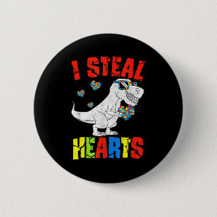Chapa Redonda De 5 Cm Robo corazones Dinosaurio Autism Awareness Toddler