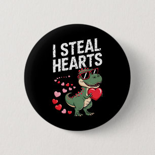Chapa Redonda De 5 Cm Robo Corazones' Dinosaurio Lindo San Valentín T-re