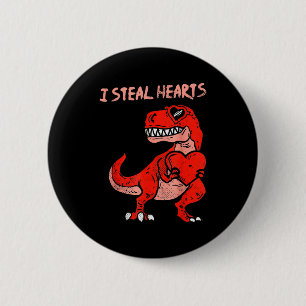 Chapa Redonda De 5 Cm Robo Corazones Dinosaurio Trex Dino Amor San Valen