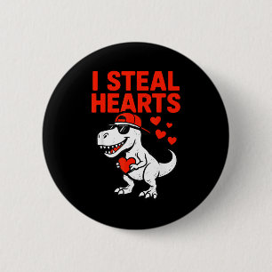 Chapa Redonda De 5 Cm Robo Corazones Trex Dino Bebe Niño Valentines Todd