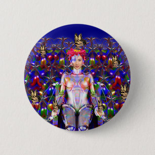 Chapa Redonda De 5 Cm Robot Butterfly