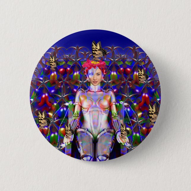 Chapa Redonda De 5 Cm Robot Butterfly (Anverso)