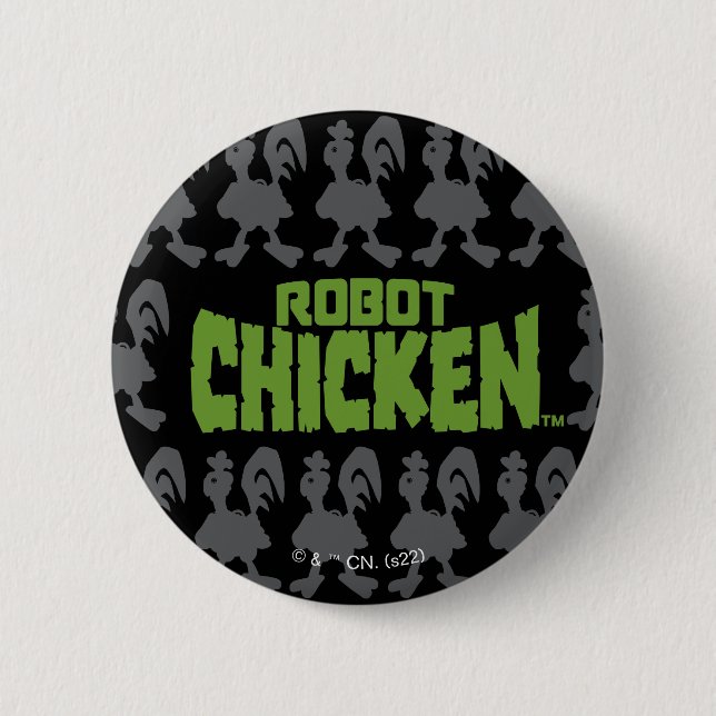 Chapa Redonda De 5 Cm Robot Chicken Silhouette Pattern (Anverso)