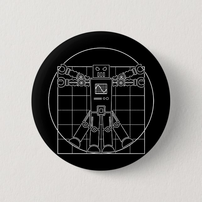 Chapa Redonda De 5 Cm Robot de da Vinci Vitruvian (Anverso)
