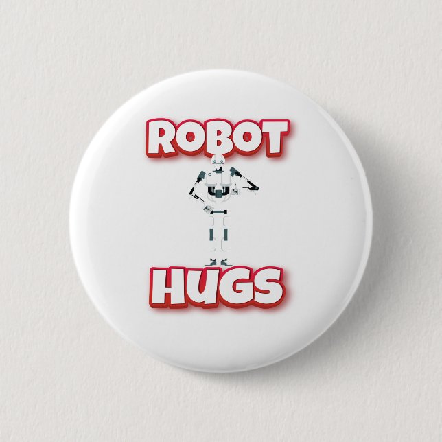 Chapa Redonda De 5 Cm Robot Hugs (Anverso)