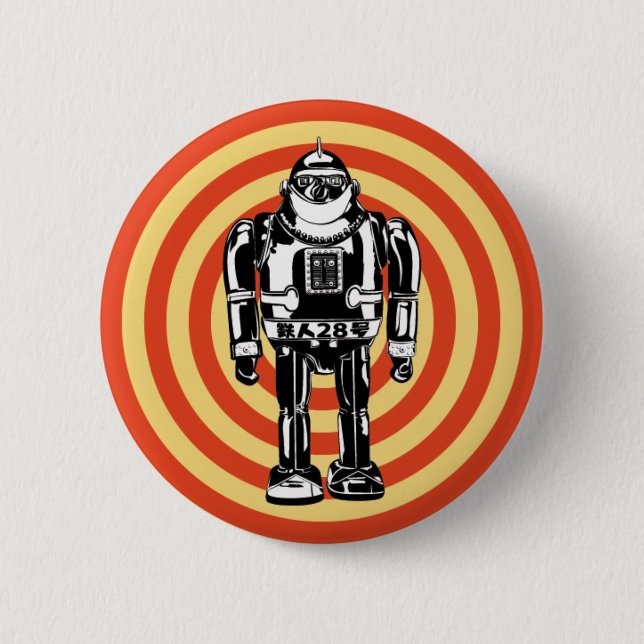 Chapa Redonda De 5 Cm Robot japonés retro (Anverso)