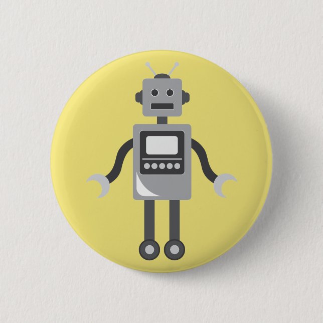 Chapa Redonda De 5 Cm Robot lindo del dibujo animado (Anverso)