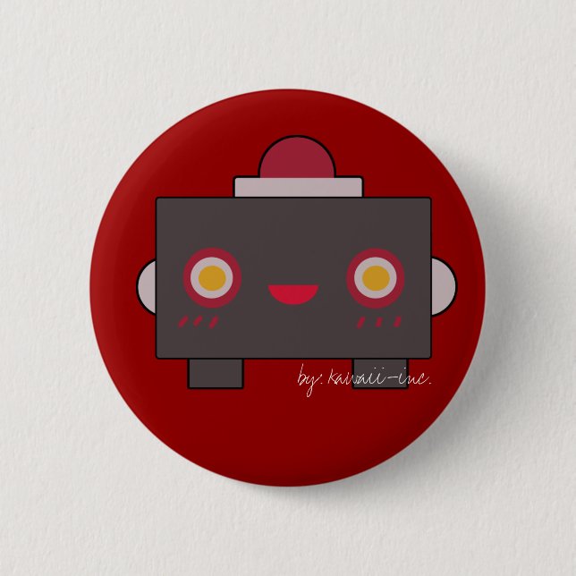 Chapa Redonda De 5 Cm Robot rojo (Anverso)