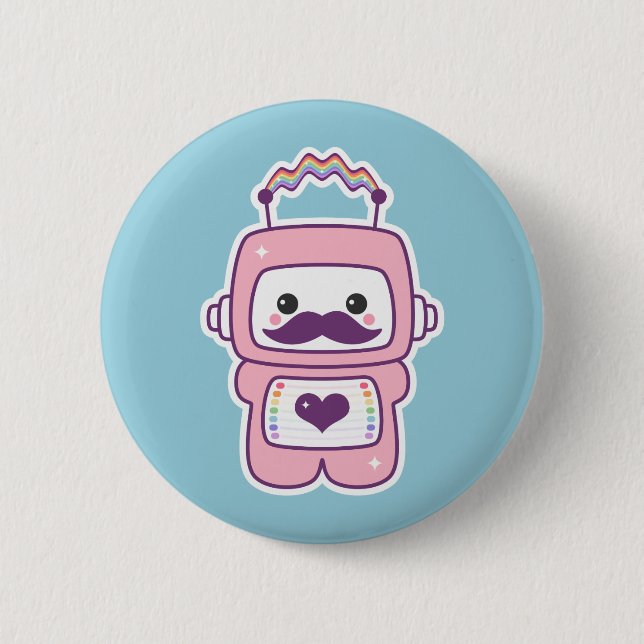 Chapa Redonda De 5 Cm Robot rosado lindo en disfraz (Anverso)