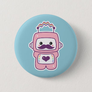 Chapa Redonda De 5 Cm Robot rosado lindo en disfraz