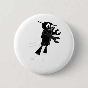 Chapa Redonda De 5 Cm Robot volador negro