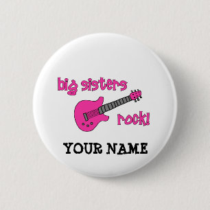 Chapa Redonda De 5 Cm ¡Roca de las hermanas grandes! con la guitarra
