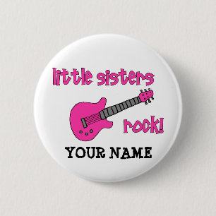 Chapa Redonda De 5 Cm ¡Roca de las pequeñas hermanas! con la guitarra