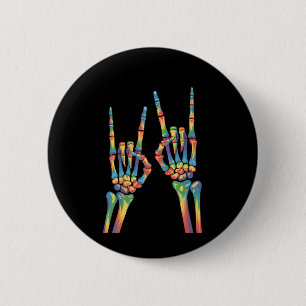 Chapa Redonda De 5 Cm Roca esquelética mano arcoíris orgullo LGBTQ Gay L