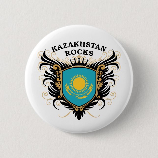 Chapa Redonda De 5 Cm Rocas de Kazajistán (Anverso)