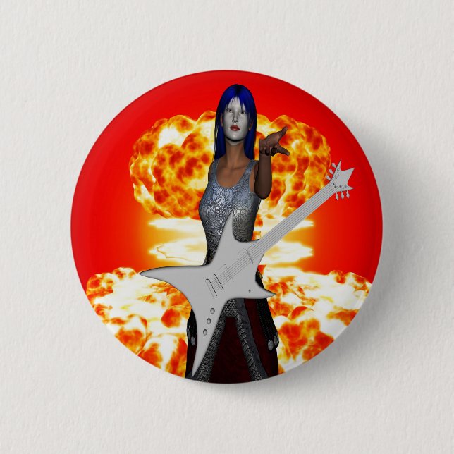 Chapa Redonda De 5 Cm Rock and Roll (Anverso)