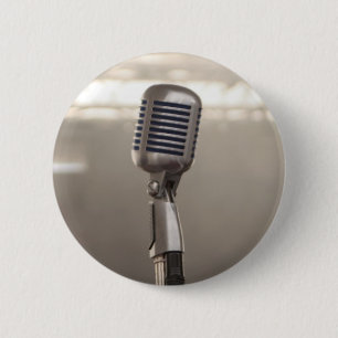 Chapa Redonda De 5 Cm Rock And Roll Microphone