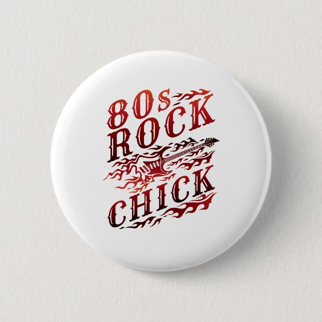 Chapa Redonda De 5 Cm Rock Chick Ochenta Music (Anverso)