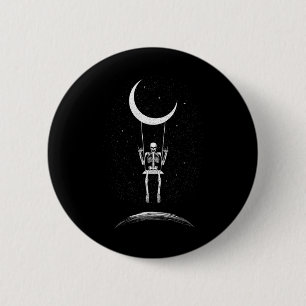 Chapa Redonda De 5 Cm Rock En Skeleton Moon Rock And Roll Hombres Mujere