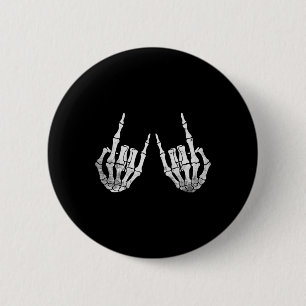Chapa Redonda De 5 Cm Rock Hand Lazy Halloween disfraces Guay Bones