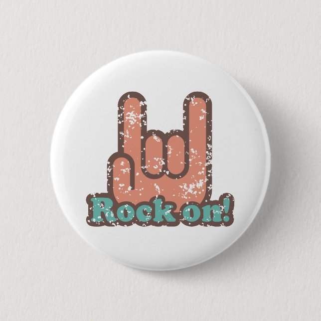 Chapa Redonda De 5 Cm Rock On (Anverso)