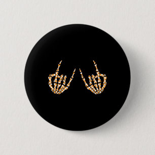 Chapa Redonda De 5 Cm Rock On Halloween Checkered Pattern Skeletand Hand