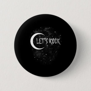 Chapa Redonda De 5 Cm Rock On Rock Star Moon Con Stars Concert Byn