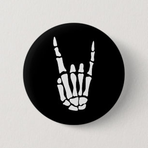 Chapa Redonda De 5 Cm Rock On Skeleton Hand Rótulo - Halloween minimalis